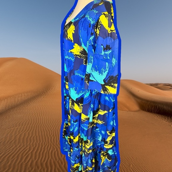 Christopher John Rogers for Target Blue Floral Puff Sleeve Dress Size 24 / 26 - Picture 8 of 14